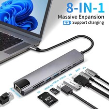 8 in 1 USB C Hub Type C to 4K HDTV Adapter with RJ45 SD/TF Card Reader picture