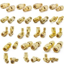 18pc SMA Connector Kit RP SMA Adapter Plug Jack RF Coax Set Gold Brass picture