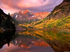 Landscape nature maroon bells lake mountains fall Custom Gaming Mat Desk picture
