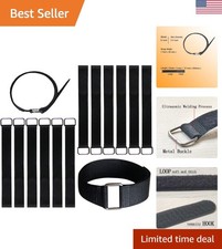 Versatile Black Hook and Loop Cable Straps - 12 Pack, Perfect for Home & Office picture