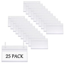 25 PCS Clear Plastic Wire Shelf Basket Label Holders Snap Lock Button picture