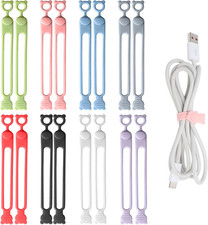 16Pcs Silicone Cable Ties, Reusable Cable Management Organizer picture