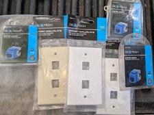 Lot of 6)~CE TECH Cat6 RJ-45 Keystone Jack Connector, MPN 5016-BL, & Wall Plates picture