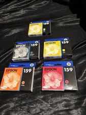 NEW GENUINE - EPSON 159 MATTE BLACK/YELLOW/ORANGE/RED LOT OF 5 NEW SEALED picture
