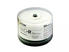 50-pk TDK Professional White Thermal Printable DVD-R Discs 16x 4.7GB in Cakebox picture