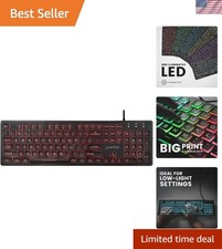 Sleek PERIBOARD-317RGB Keyboard: Wired USB with Big Print & RGB Illuminated Keys picture