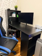 BUNDLE DEAL Sleek Black Desk + CRUA Monitor 165/180hz curved + Screen Protector  picture