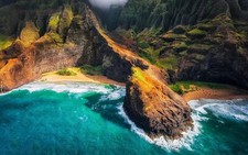 Landscape nature kauai hawaii beach cliff sea mountains Custom Gaming Mat Desk picture