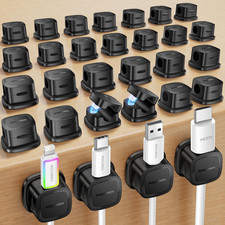 30-Pack Magnetic Adjustable Cable Clips Cord Organizer | Smooth Cable Straps & W picture