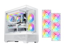 SAMA V40 White ATX Mid Tower PC Case, 6 Pre-Installed 120mm ARGB PWM Fans, Dual picture