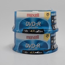 Two Packs Of 25 Maxell DVD-R Data/Video 4x/4.7/2hrs picture