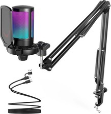 Gaming Microphone, Podcast Condenser Mic with Boom Arm, Pop Filter, Mute Button picture