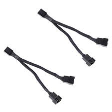 All Black Sleeved PWM Fan Splitter Cable 1 to 2 Converter 2 Pack picture