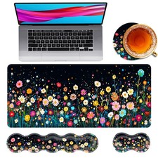 4in1 Colorful Flower Large Gaming Mouse Pad Keyboard Wrist Rest Desk Mat picture