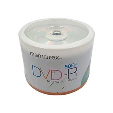 Memorex 50 Pack DVD-R 16X Blank 4.7GB 120 Min Recordable Discs NEW Sealed Pkg picture