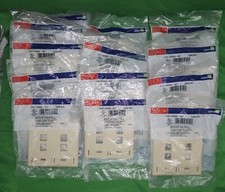 LEVITON IVORY 42080-4IP QUICKPORT 4-PORT DUAL-GANG WALLPLATE OPEN BOX LOT OF 13 picture