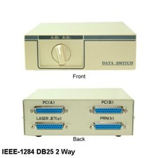 Kentek 2Way IEEE1284 DB25 Manual Data Transfer Switch Box Bidirectional Parallel picture
