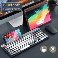 Type-c charging 2.4G + Bluetooth 3 modes Phone slot wireless retro punk keyboard picture