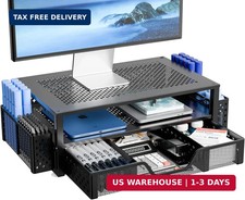 Desk Organizer and Accessories, 2 Tier Computer Metal Monitor Stand Riser with D picture