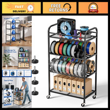 4-Tier Rolling 3D Printer Filament Storage Rack, Heavy Duty Metal Spool Holder, picture