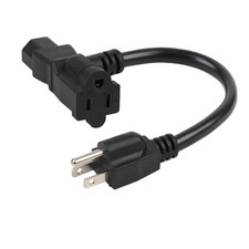 1 Foot Nema 5-15P Male C13/5-15R Piggyback Power Cord UL CUL SJT 14AWG 3C picture