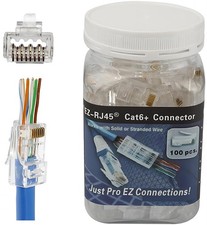100 Pack RJ45 CAT6A CAT6 Pass Through Connectors 23AWG 8P8C Gold Plated picture