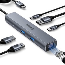 USB C 6-in-1 Hub 4K HDMI Gigabit Ethernet 100W PD 5Gbps Aluminum Adapter picture