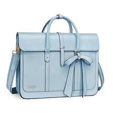 MOSISO Laptop Bag for Women, 15-15.6 inch PU Leather 16 inch, Air Blue picture