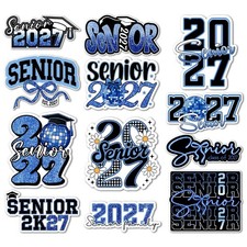 (12pcs-3in) Senior 2027 Sticker Stickers Blue Glitter 3 Inches, Senior27_g5 picture