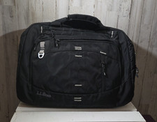 L.L. Bean Padded Laptop Messenger Bag Black Nylon Travel Work Briefcase 16” picture