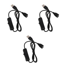 3pcs USB Fan Extension Cable with Power Button, USB Male to Female Inline picture