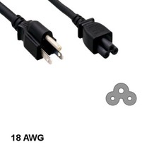 [Lot10] 1Ft 3 Prong Notebook AC Power Cord NEMA 5-15P to IEC60320 C5 18AWG 10A/1 picture