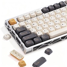 137 Double Shot PBT Keycaps Set MOA Retro Gray Gold Mechanical Keyboard picture