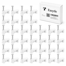 100 PCS Nail in Cable Clips 8mm Flat Ethernet Wire Tacks Cat6 Cat5 Cord Holders picture