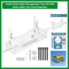 Elegant Under Desk No-Drill Cable Management Tray - 15.3” Metal Organizer picture