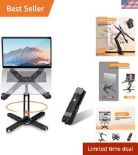 Laptop Stand with 360 Rotating Base, Computer Notebook Laptop Riser Metal Hol... picture