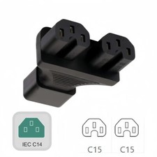 (5PACK) IEC 320 C14 to 2*C15/C13 Y splitter Power adapter 15A 125V 10A 250V picture