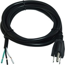 18/3 AWG 3 Prong AC Replacement Power Cord, Open End 10A 6FT UL-Listed(Black) picture