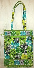 Vera Bradley Large Laptop Travel Tote Yellow Aqua Floral Lime's Up Retired S picture