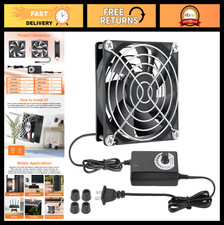80mm AC Plug Computer Fan with Speed Controller - 110V 120V 220V Cooling for PC, picture