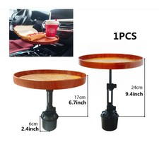 1PC Wood Car Auto Tray & Car Desk for Laptop 360° Rotating Wood Cup Holder Table picture