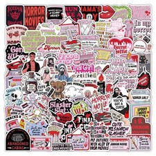 110PCS Funny Horror Stickers, Pink Halloween Sticker for Girl Boy, Multicolor picture