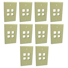 Leviton 41080-4IP Ivory 1-Gang 4-Port Unbreakable Nylon Wallplate Cover 10pcs picture