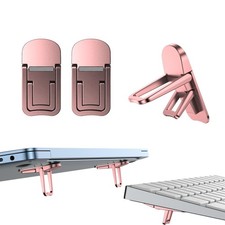 2 PCS Metal Mini Foldable Laptop Stand Keyboard Riser 2 Angles Pink picture