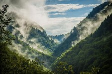 Landscape nature photography mountains sunlight forest Custom Gaming Mat Desk picture