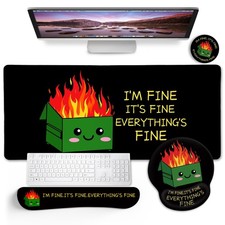 Blusabaca Dumpster on Fire Mouse Pad Desk Pad, Funny Cute Desk Mat Large Gaming picture