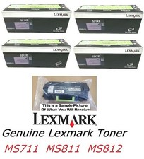 4 Partially New Genuine Lexmark 521XE Toners MS711 MS811 SEALED BAG 40% 52D1X0E picture