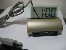 USB HUB CLEAR CLOCK Date Second 3 USB PORTS  GREAT FOR DESK # 3176 u picture