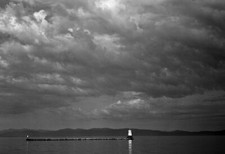 Landscape nature clouds horizon monochrome lighthouse Custom Gaming Mat Desk picture