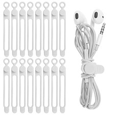  16Pcs Silicone Cable Straps Wire Organizer for Bundling 4.2 Inch White picture